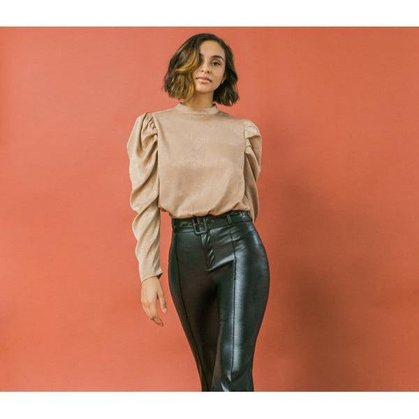 The Best Faux Leather Bell Bottom Pant by Flying Tomato