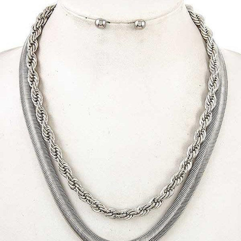 Detachable Twist Chain Necklace and Earring Set