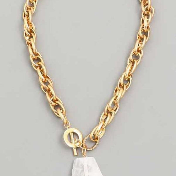 Toggle Chain With Stone Pendant Necklace